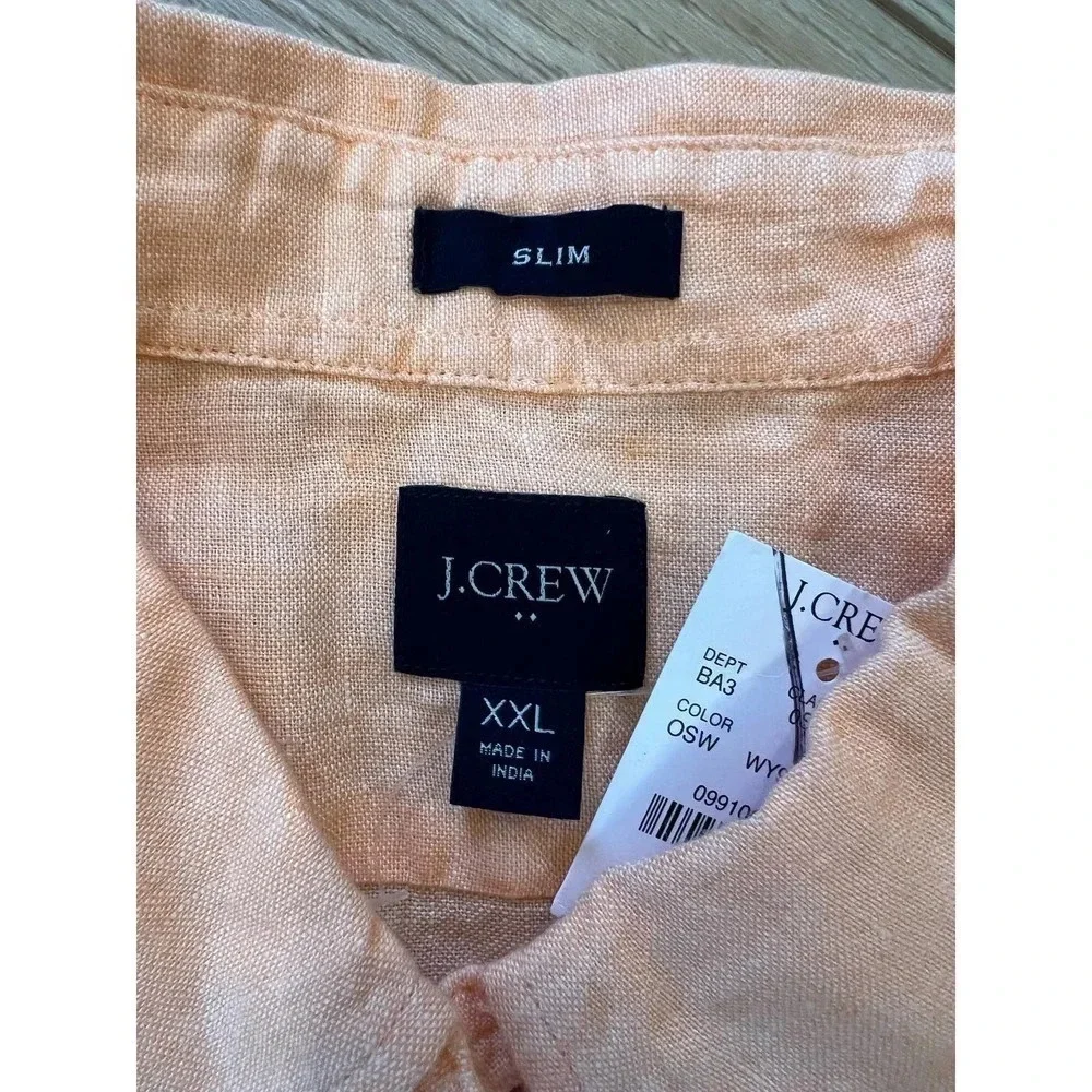 J crew Short-sleeve slim linen-blend shirt
